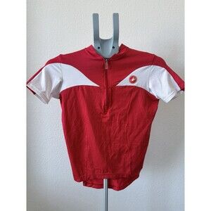 Castelli Cycling Jersey Womens Size Small Full Zip 2 Pocket Red and White Shirt